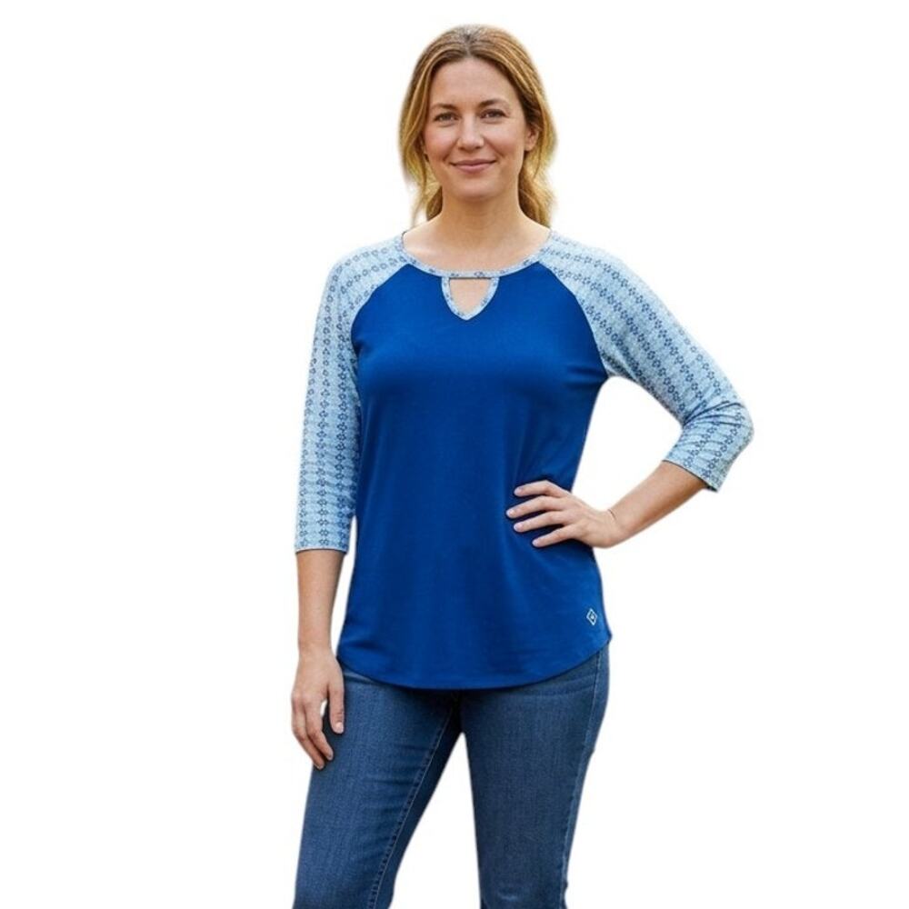 Vera Bradely Blue Daisy Small Tabitha 3/4 Sleeves Top, S